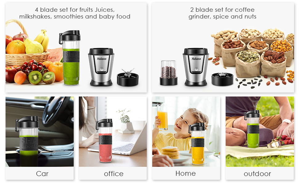 Personal Blender with 2 x 20oz Travel Bottle and Coffee/Spices Jar