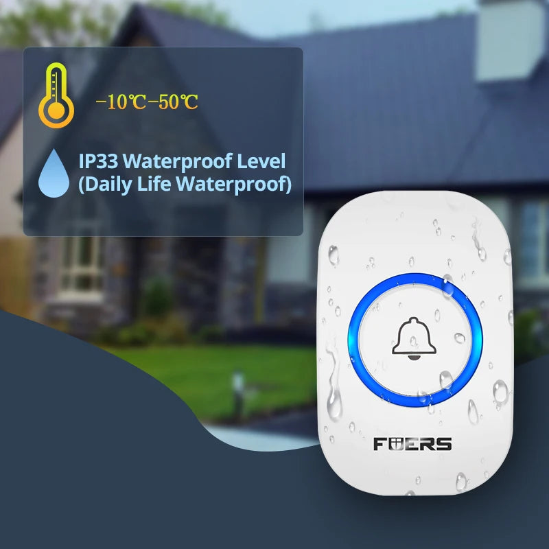 Fuers M557 Doorbell Waterproof Wireless Chime Home Doorbell