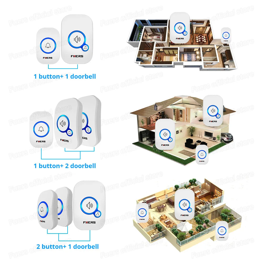 Fuers M557 Doorbell Waterproof Wireless Chime Home Doorbell