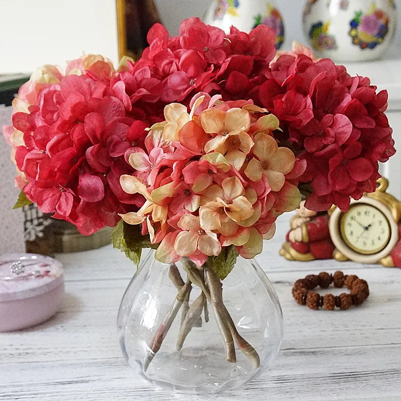 Bundle Silk Hydrangea Autumn Vase for Home Decor