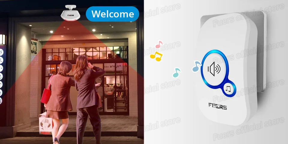 Fuers M557 Doorbell Waterproof Wireless Chime Home Doorbell