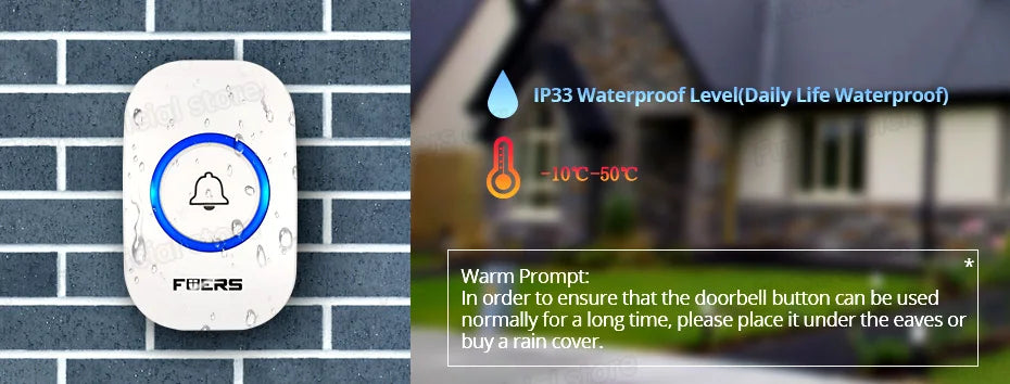 Fuers M557 Doorbell Waterproof Wireless Chime Home Doorbell