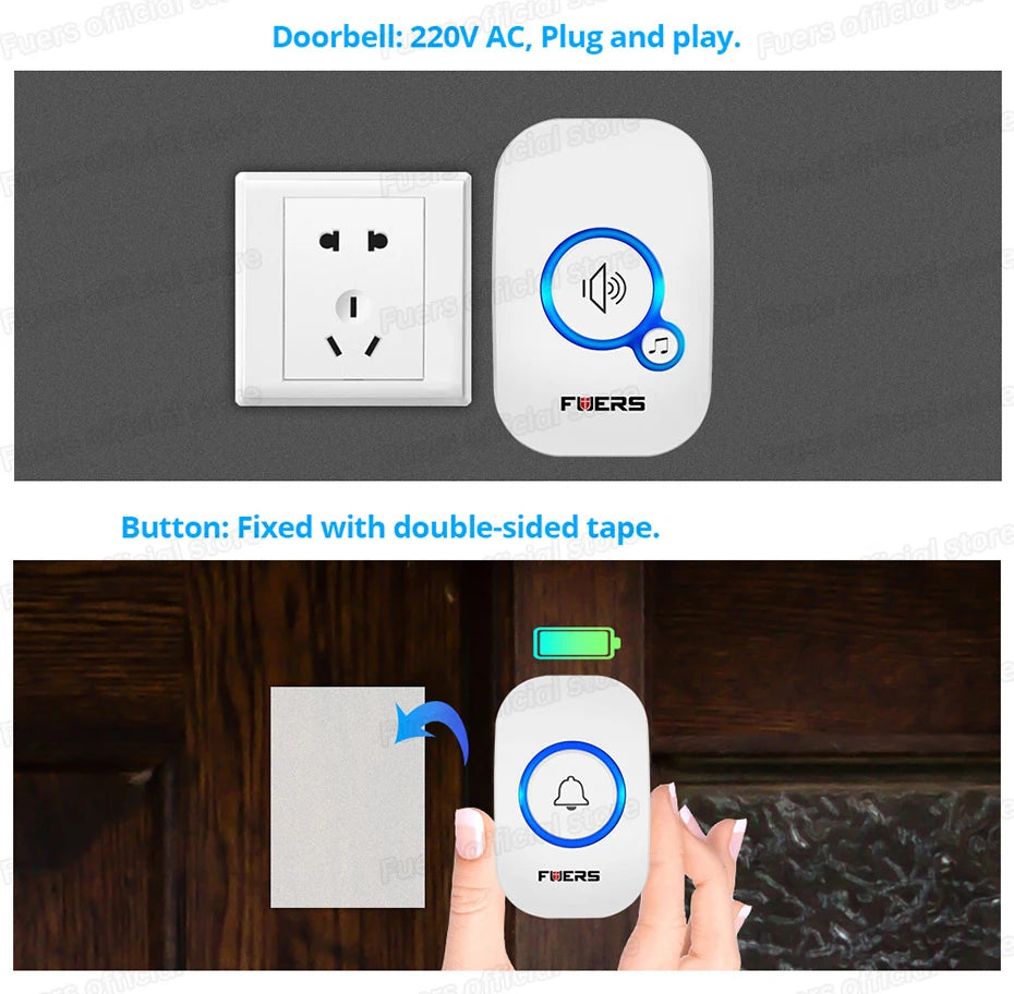 Fuers M557 Doorbell Waterproof Wireless Chime Home Doorbell