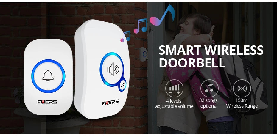 Fuers M557 Doorbell Waterproof Wireless Chime Home Doorbell