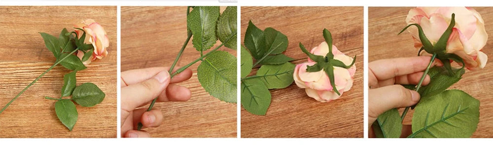 Autumn Bouquet Silk Rose Maple Leaves Dandelion Fake Flowers
