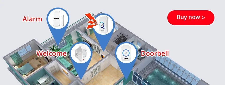 Fuers M557 Doorbell Waterproof Wireless Chime Home Doorbell