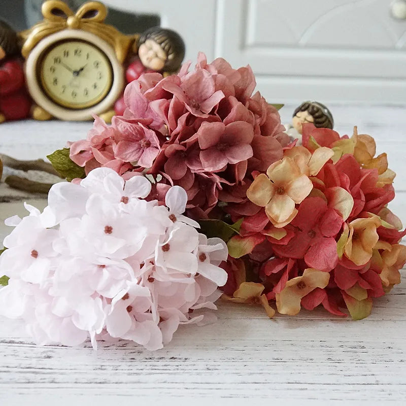 Bundle Silk Hydrangea Autumn Vase for Home Decor