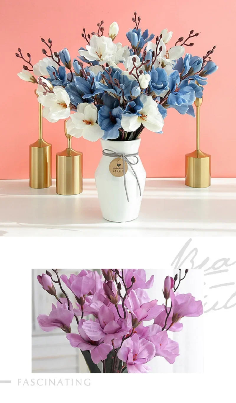 High Quality 5 Forks 20 Head Artificial Magnolia Flower
