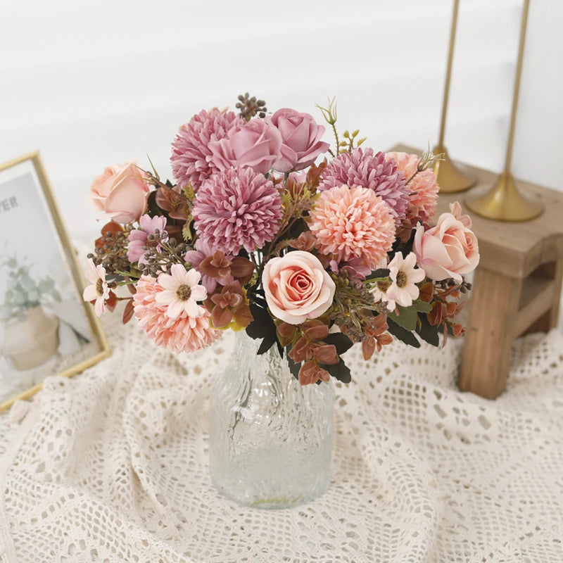 Rose Artificial Dandelion Flowers