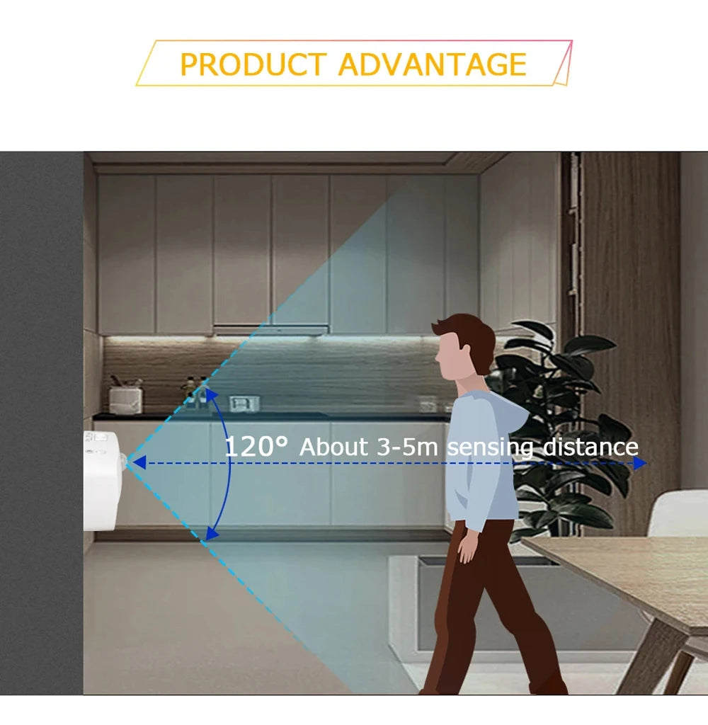 LED Night Light EU Plug In Smart Motion Sensor Light
