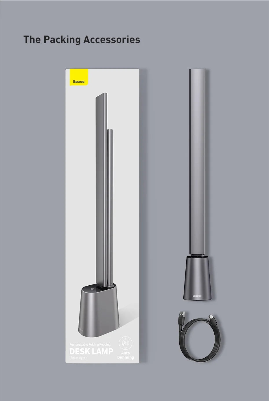 Baseus LED Desk Lamp Foldable Table Lamp Dimmable