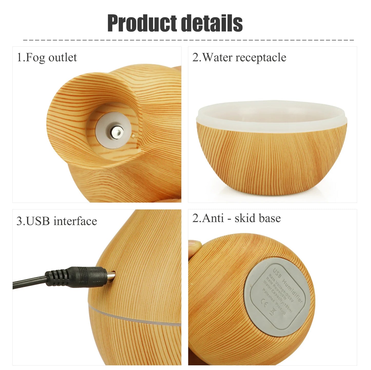 200ml Air Humidifier Essential Oil Diffuser USB