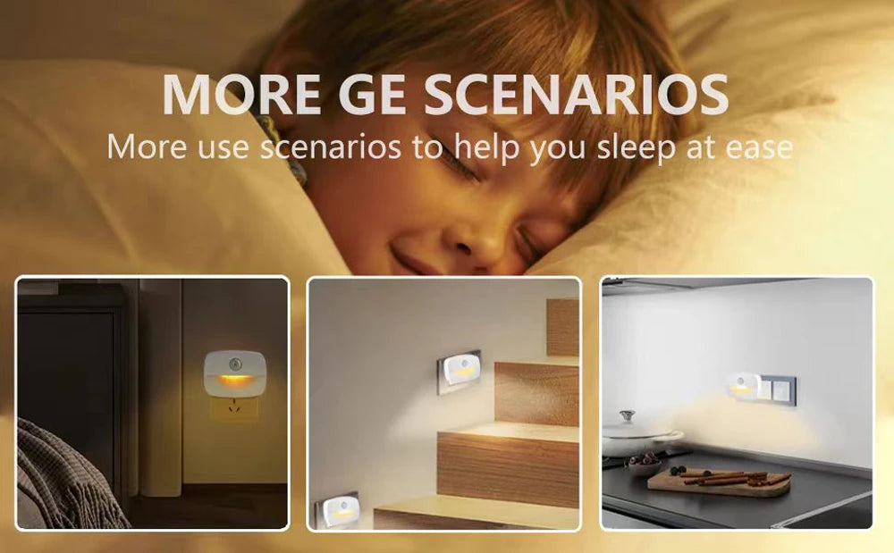 LED Night Light EU Plug In Smart Motion Sensor Light