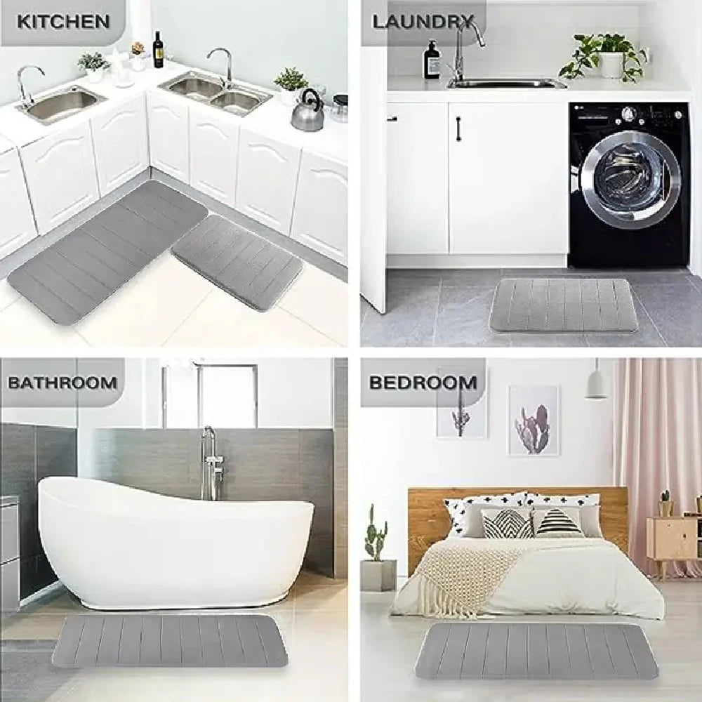 3 Pcs Bathroom Rug Set Soft Foot Mat Absorbent Memory Foam