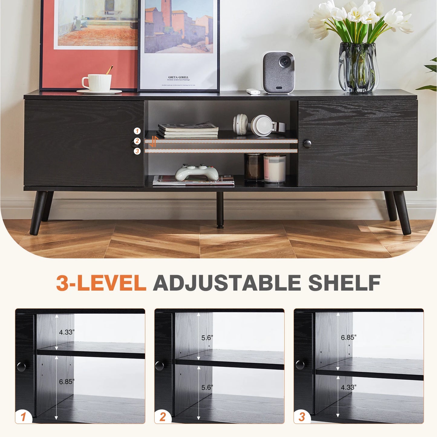 JHK Wooden Stand For Up To 60 Inch TV