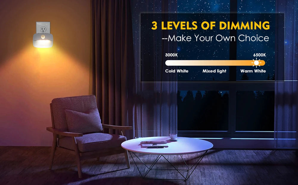 LED Night Light EU Plug In Smart Motion Sensor Light