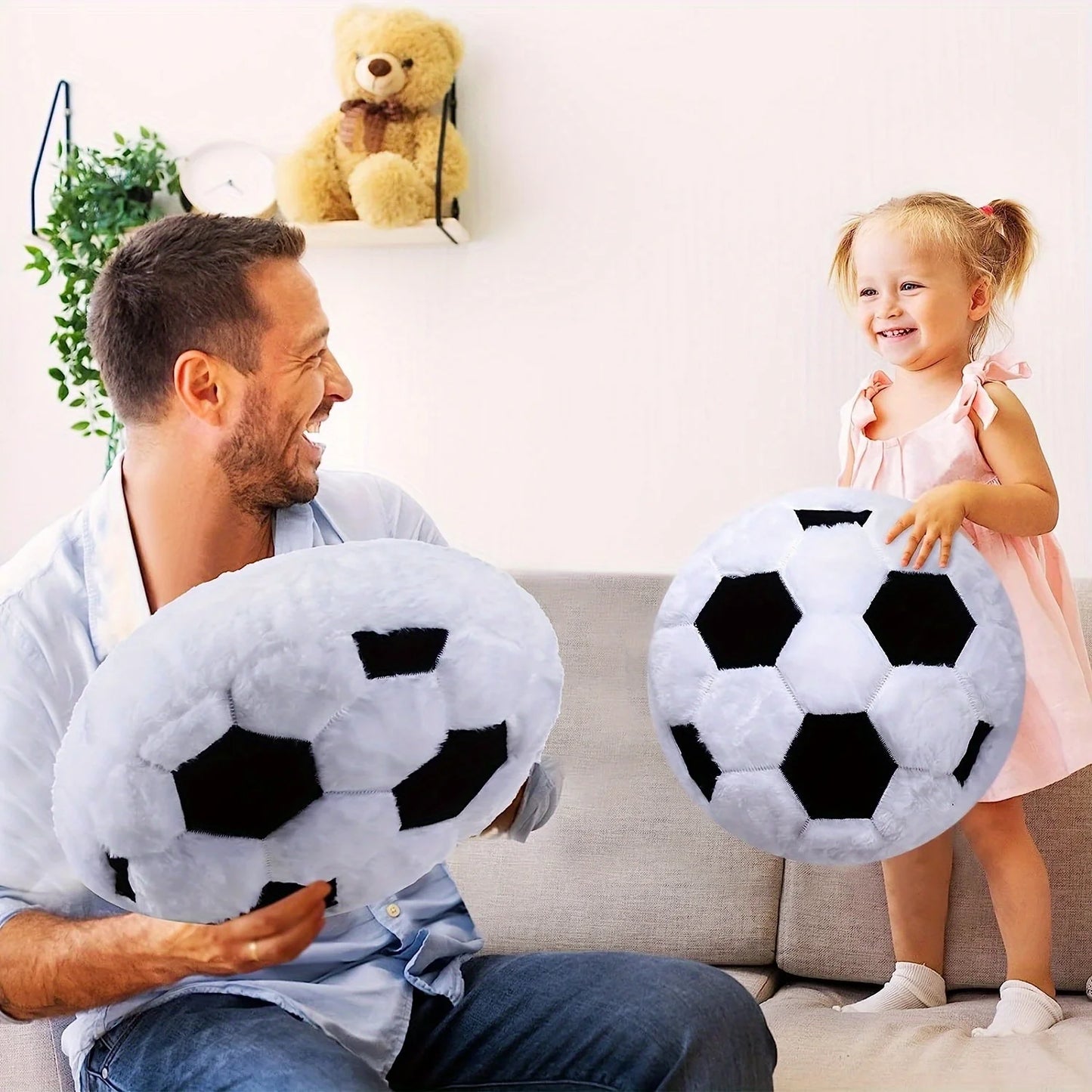 Plush Soccer Ball Throw Pillow Cushion