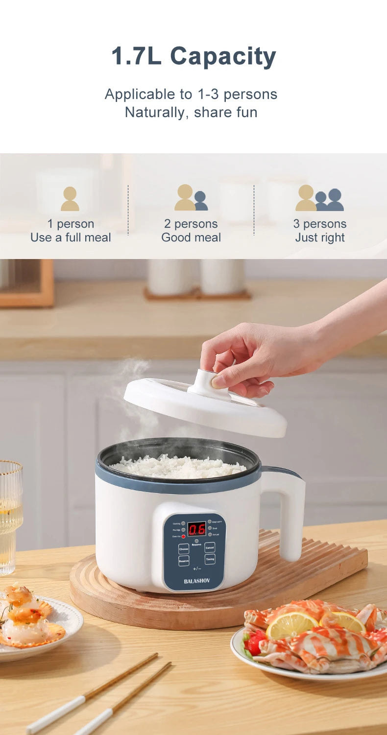 1.7L Electric Rice Cooker Single Double Layer 220V Multi Cooker Non-Stick