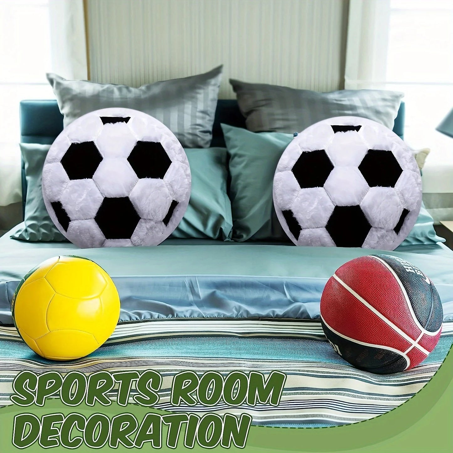 Plush Soccer Ball Throw Pillow Cushion