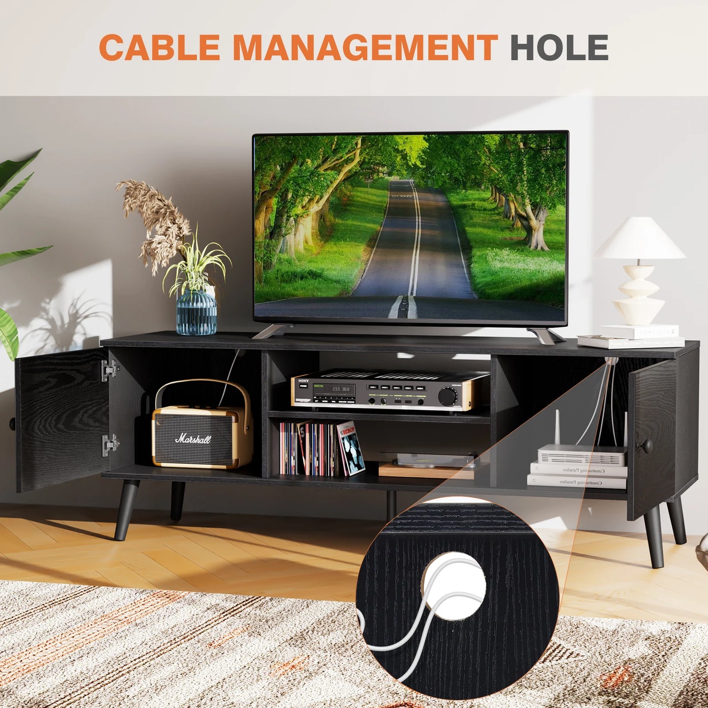 JHK Wooden Stand For Up To 60 Inch TV
