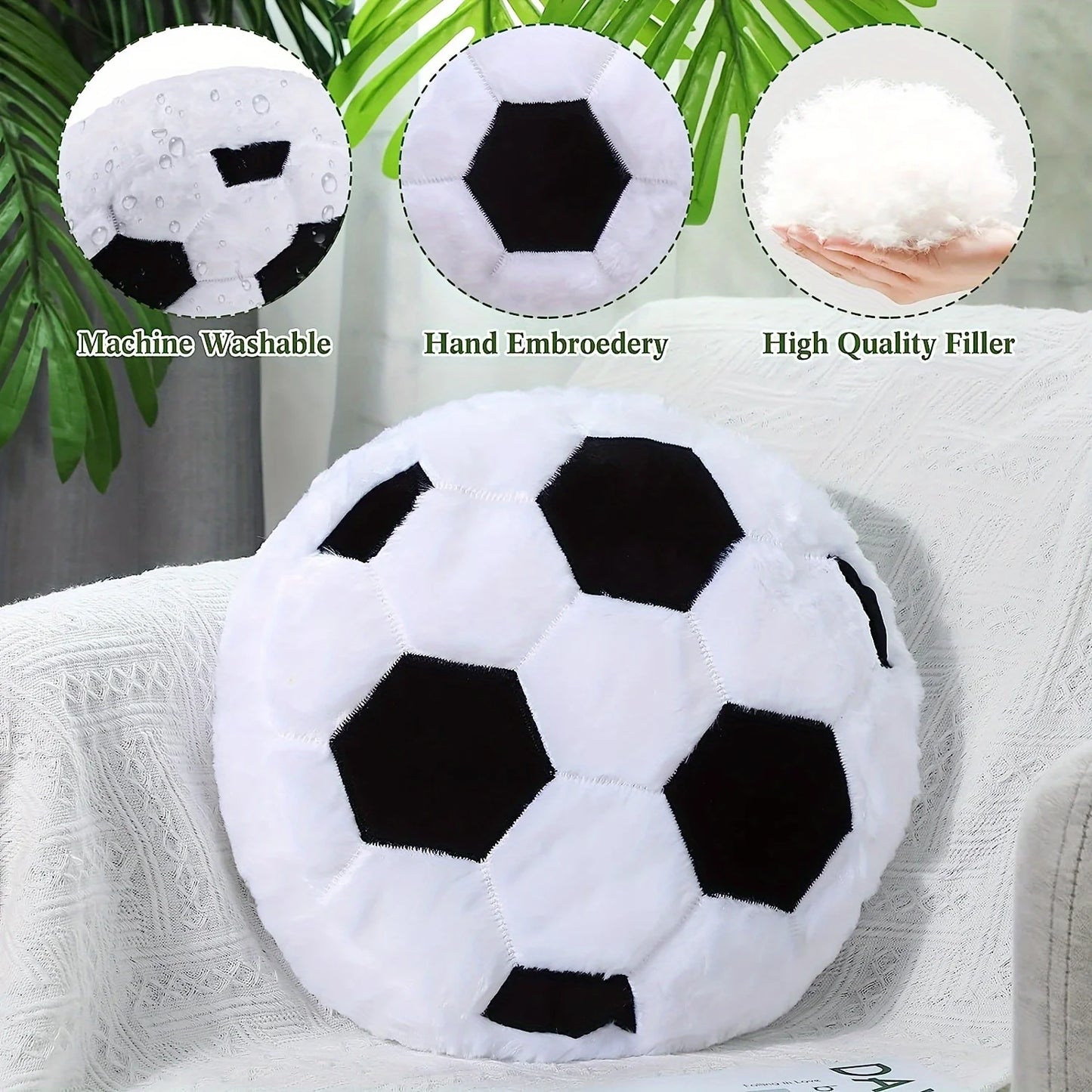 Plush Soccer Ball Throw Pillow Cushion