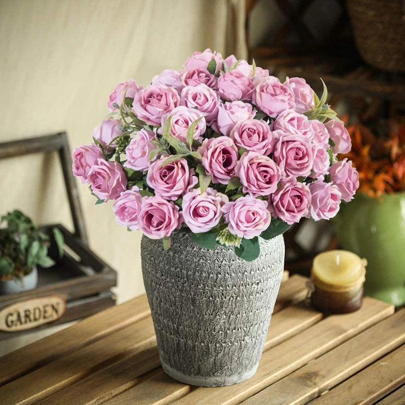 Artificial Flower Ten Head Silk White Rose Bundle Scrapbook Christmas Wedding Outdoor Garden Party Family Room Vase Decoration