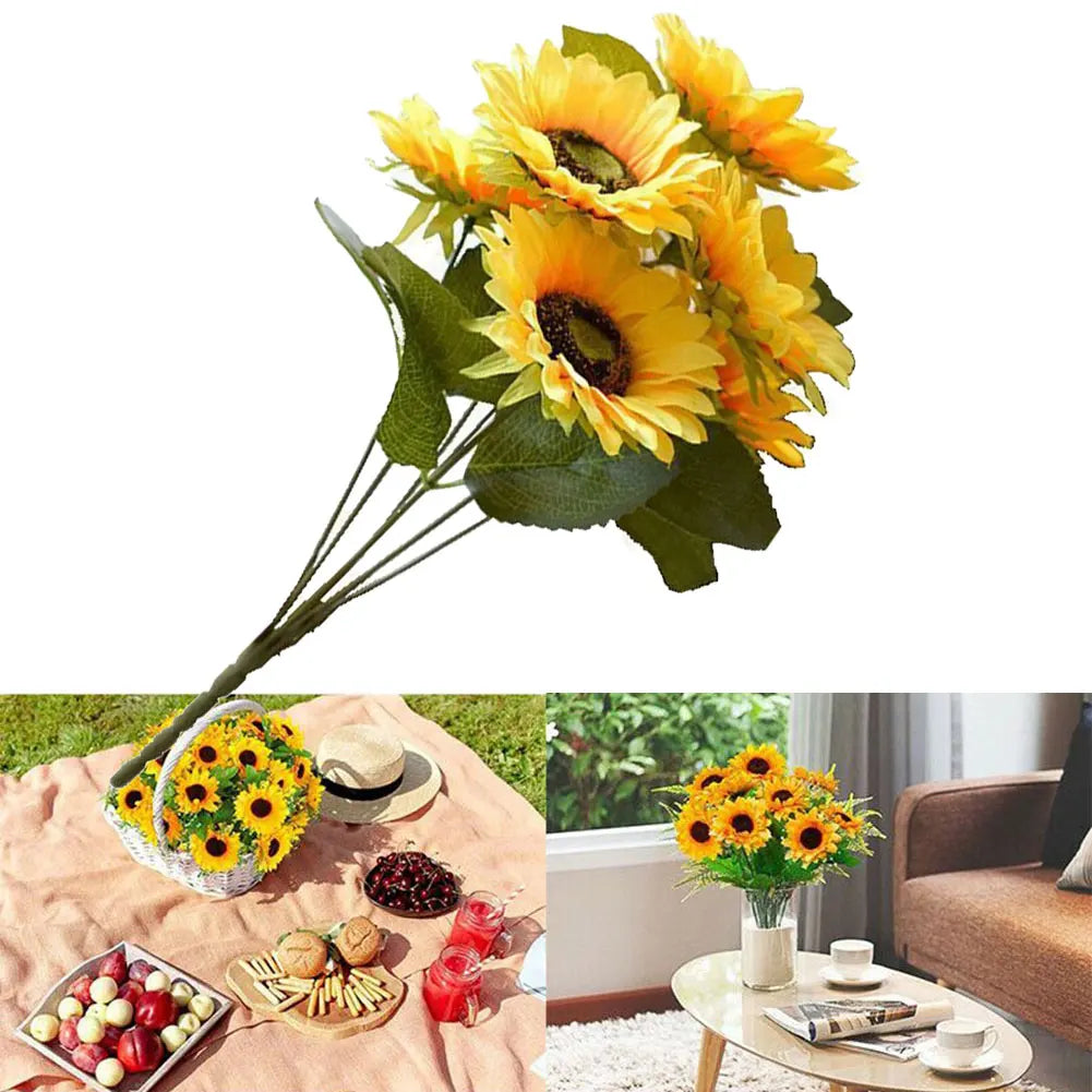 7 Heads Artificial Sunflower Flowers Bouquet