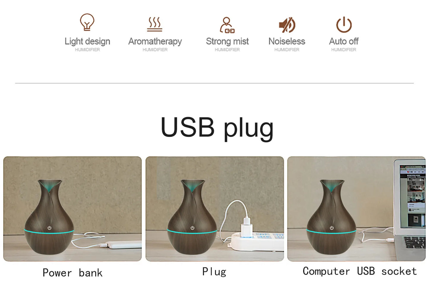 200ml Air Humidifier Essential Oil Diffuser USB
