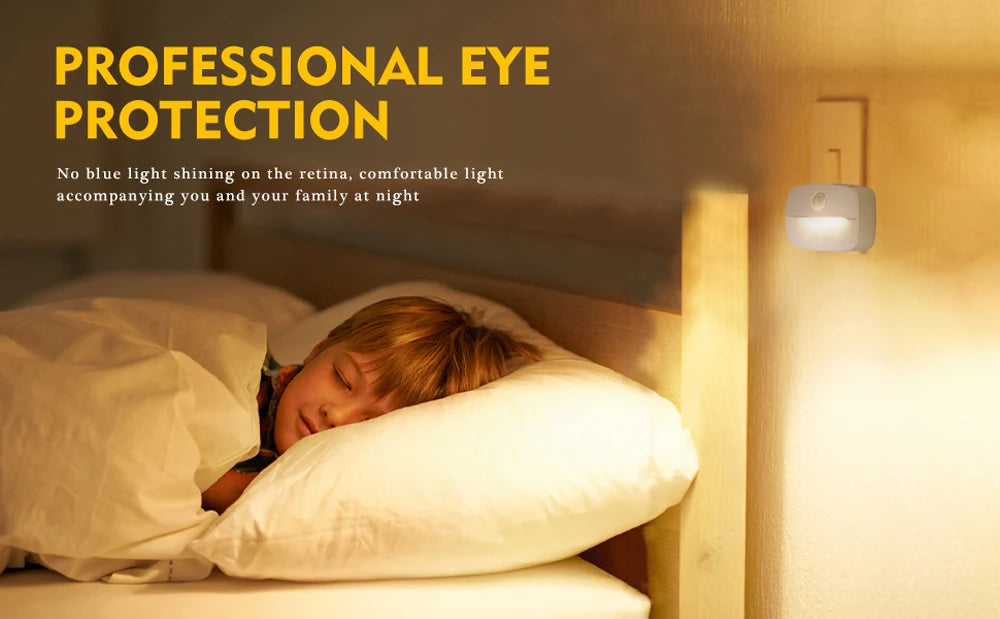 LED Night Light EU Plug In Smart Motion Sensor Light