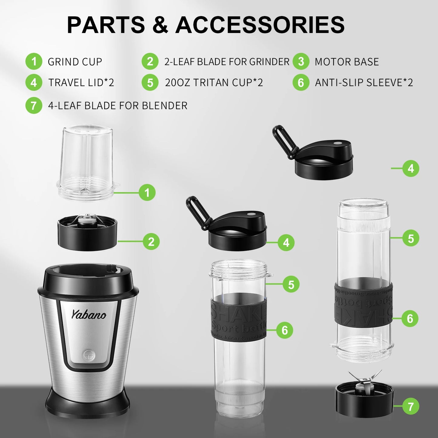 Personal Blender with 2 x 20oz Travel Bottle and Coffee/Spices Jar