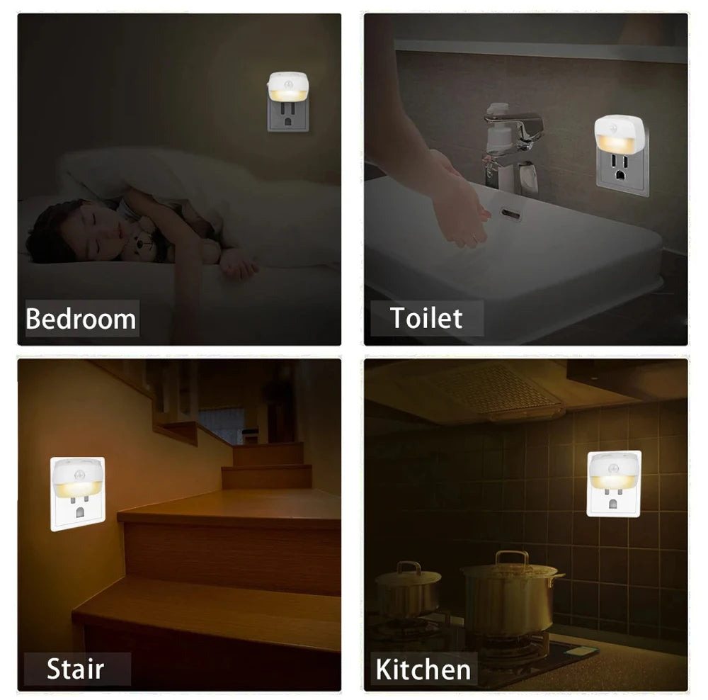 LED Night Light EU Plug In Smart Motion Sensor Light