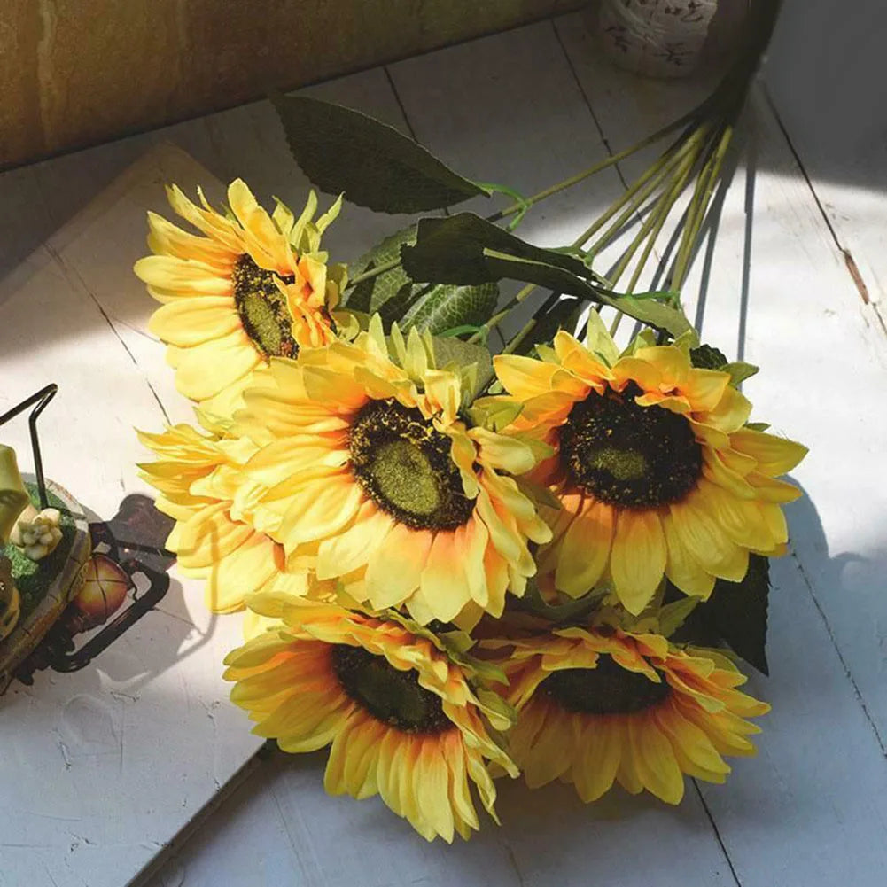 7 Heads Artificial Sunflower Flowers Bouquet
