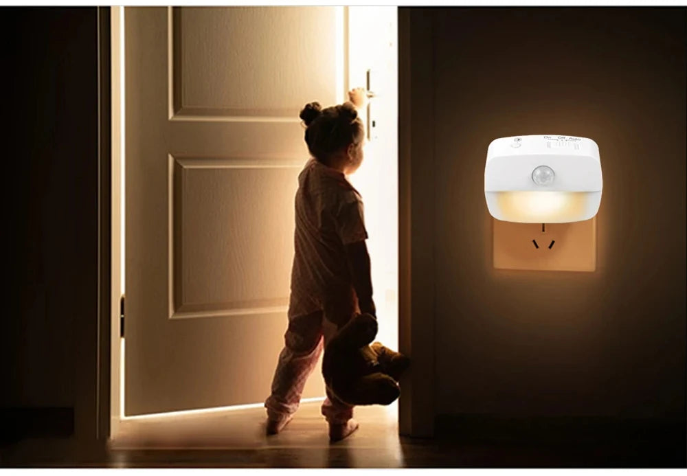 LED Night Light EU Plug In Smart Motion Sensor Light