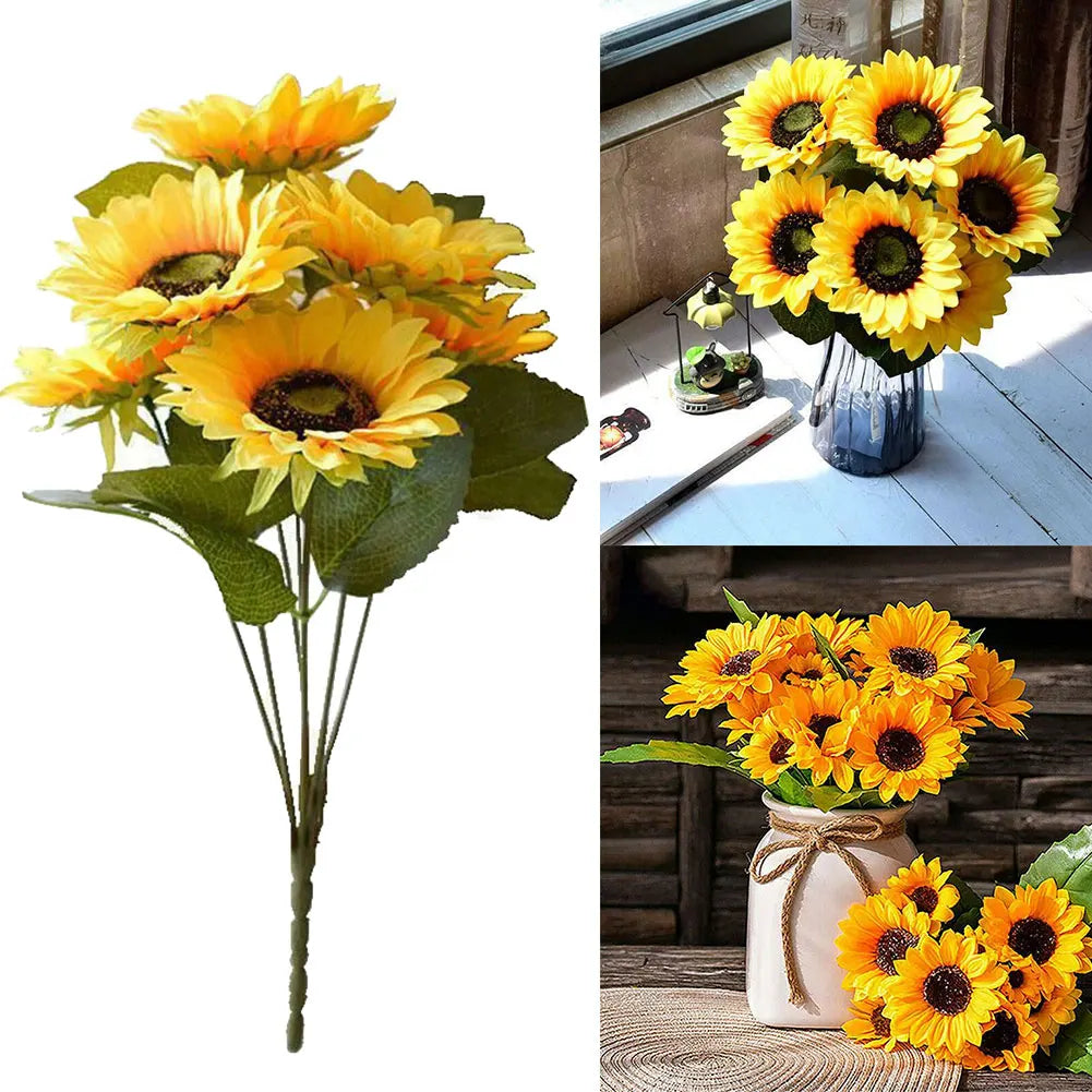 7 Heads Artificial Sunflower Flowers Bouquet