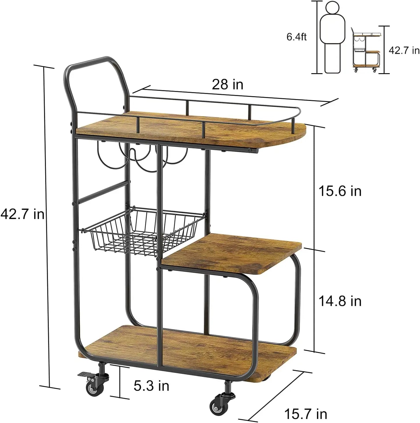 Bar Cart for Home, Liquor Beverage