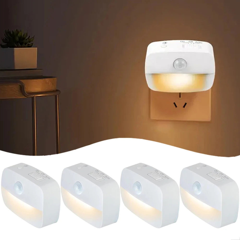 LED Night Light EU Plug In Smart Motion Sensor Light