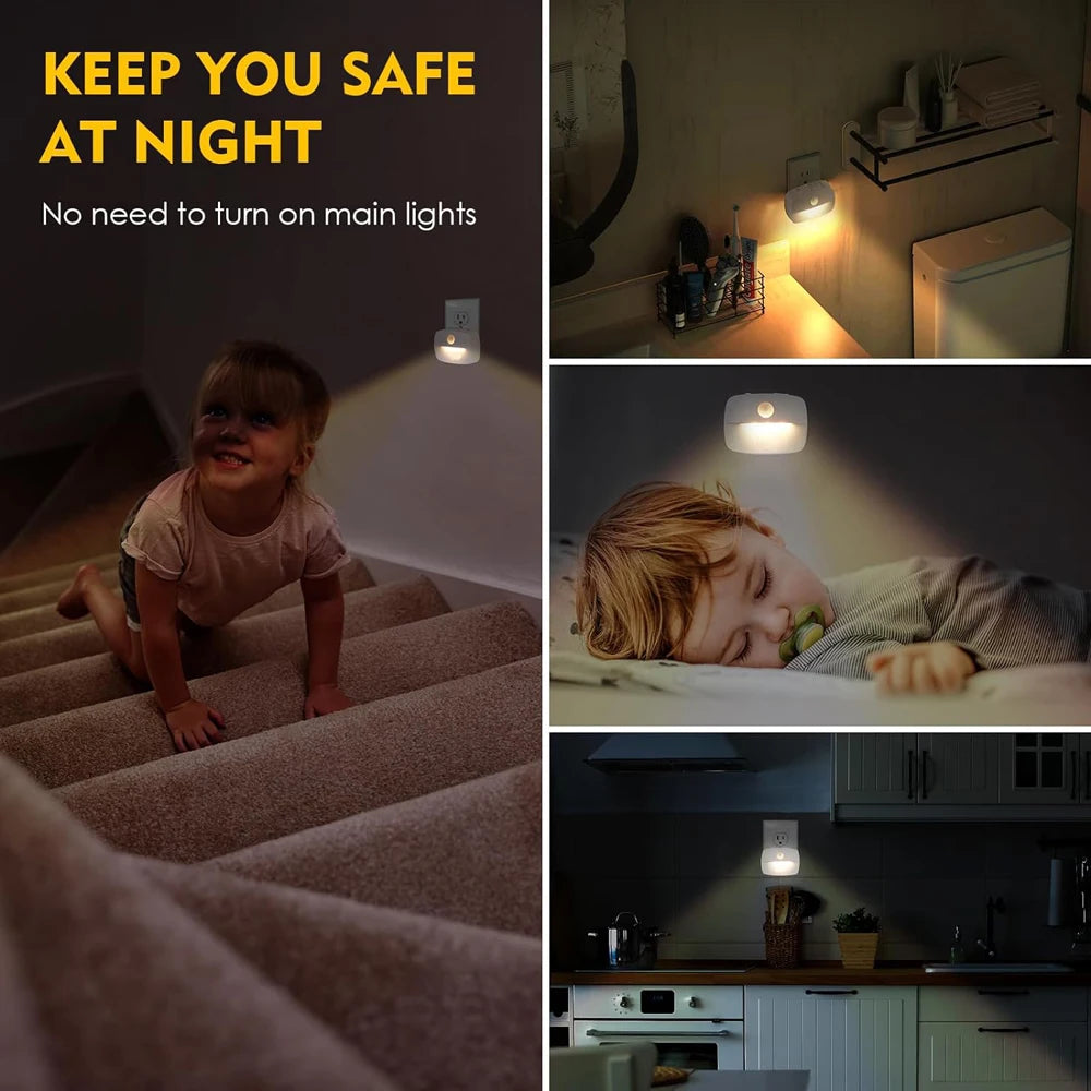LED Night Light EU Plug In Smart Motion Sensor Light