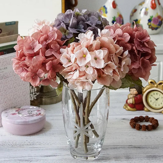Bundle Silk Hydrangea Autumn Vase for Home Decor