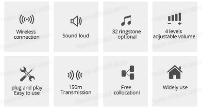 Fuers M557 Doorbell Waterproof Wireless Chime Home Doorbell