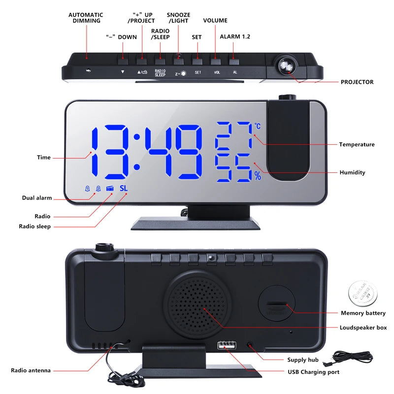 LED Digital Alarm Clock Table
