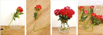 Autumn Bouquet Silk Rose Maple Leaves Dandelion Fake Flowers