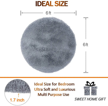 Grey Round Area Rug Carpets for Living Room