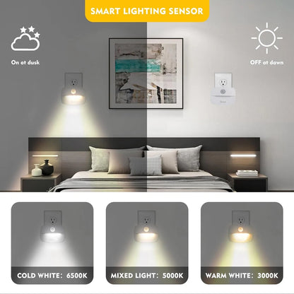 LED Night Light EU Plug In Smart Motion Sensor Light