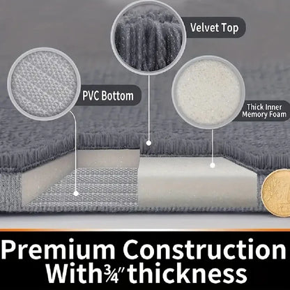 3 Pcs Bathroom Rug Set Soft Foot Mat Absorbent Memory Foam