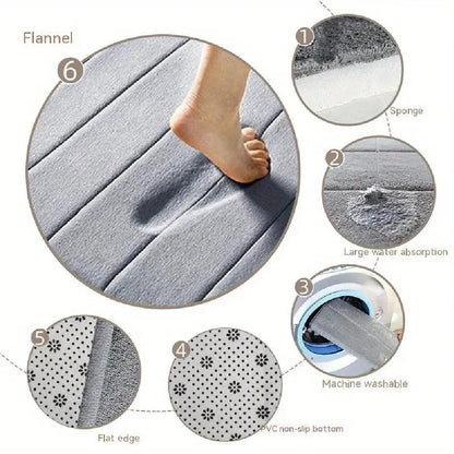 3 Pcs Bathroom Rug Set Soft Foot Mat Absorbent Memory Foam