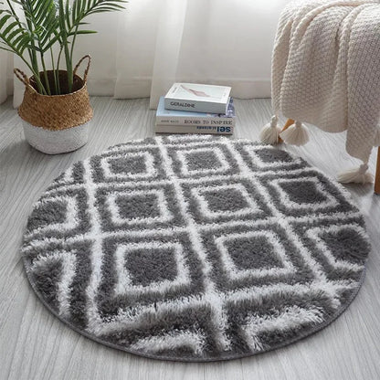 Grey Round Area Rug Carpets for Living Room