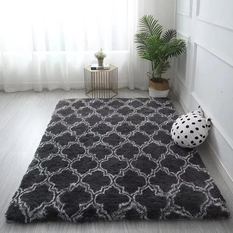 Long Hair Tie-Dyed Silk Carpet Home Living Room