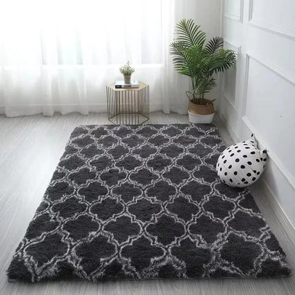 Long Hair Tie-Dyed Silk Carpet Home Living Room