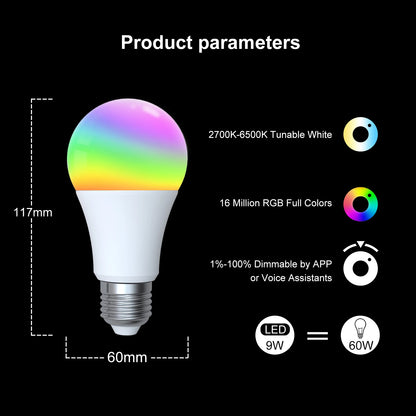 Dimmable Light LED lamp Smart Life APP, Voice with Alexa Google Home