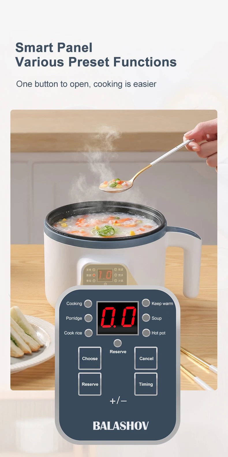 1.7L Electric Rice Cooker Single Double Layer 220V Multi Cooker Non-Stick